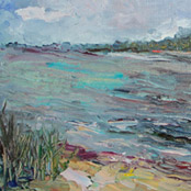 Картина маслом этюд река Ока