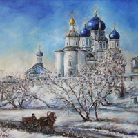 Картина маслом этюд Свято-Боголюбский монастырь